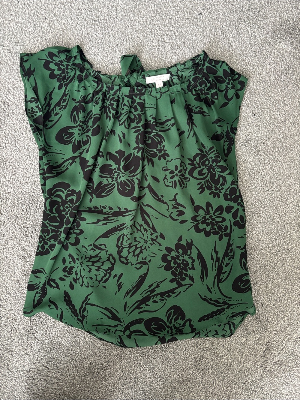 LC Lauren Conrad Green Floral Tie-Back Blouse